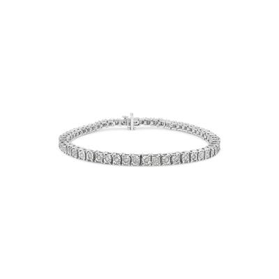 Women's Sterling Silver Diamond Square Frame Miracleset Tennis Bracelet 7