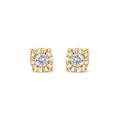 Women's Yellow Gold Plated Sterling Silver Round Brilliantcut Diamond Miracleset Stud Earrings by Haus of Brilliance in Yellow Gold