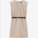 Zara Dresses | New Zara Faux Leather Dress | Color: Cream/Tan | Size: L