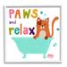 Stupell Industries Paws & Relax Cat Bathtub Bathroom Restful Phrase Giclee Texturized Art Set By June Erica Vess Canvas in Blue/White | Wayfair