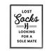 Stupell Industries Lost Sock Soul Mate Laundry Room Saying Giclee Texturized Art Set By Lettered & Lined Canvas in Black/White | Wayfair