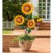 Wind & Weather Handcrafted Metal Three Sunflower Garden Stake w/ Visiting Bee Metal | 52.6 H x 24 W x 25.5 D in | Wayfair YD6798