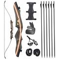 Toparchery 62" Takedown Recurve and Arrows Set for Adults Wooden Riser Hunting Takedown Bow for Target Practice Outdoor Shooting 20-50lbs (45 lbs)