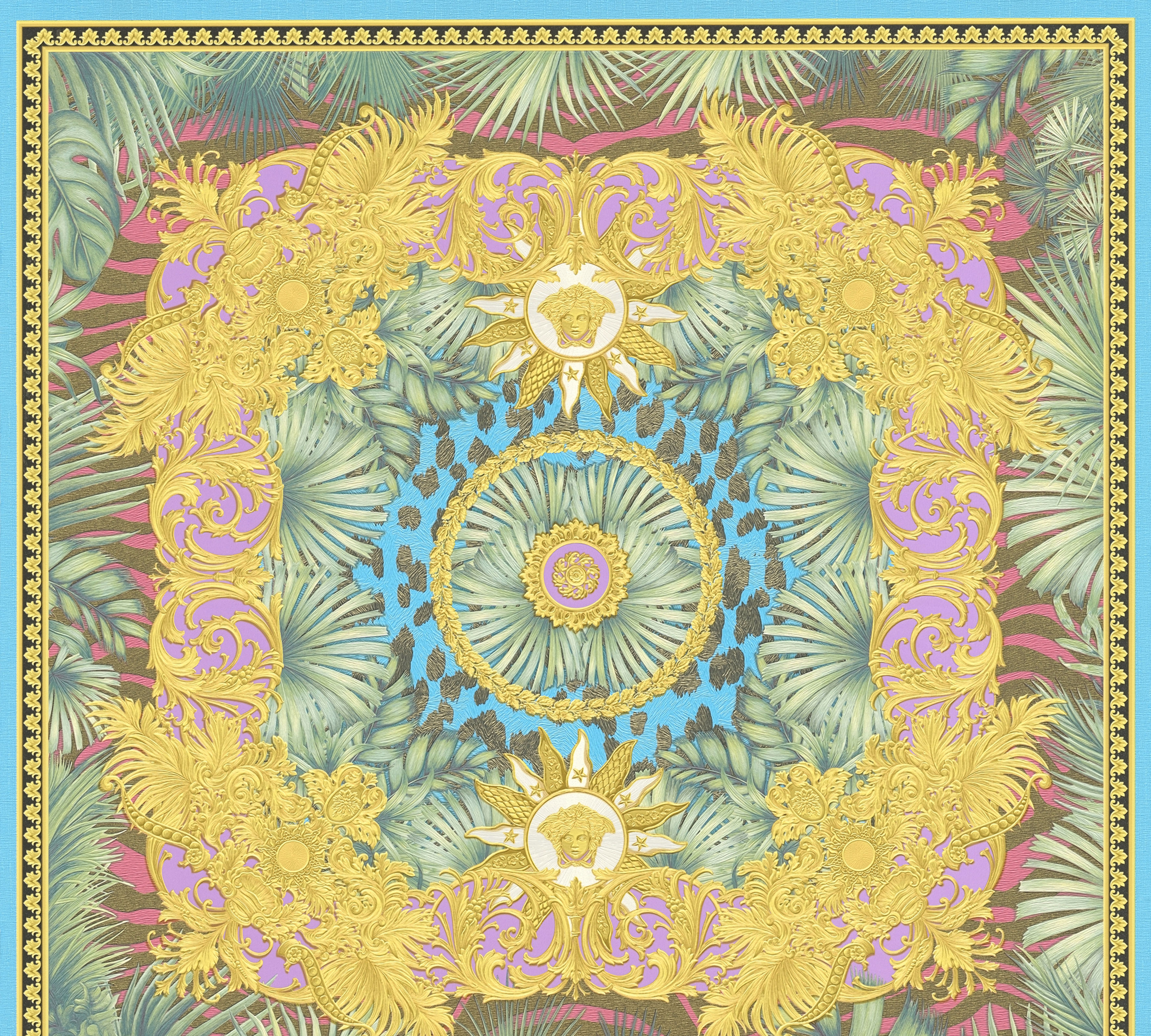 Vliestapete VERSACE "Wallpaper Versace 5 Design", bunt (bunt grün lila), B:0,7m H:0,01m L:10,05m, Vinyl, Vlies, Tapeten, Dschungel auffallende Fliesen-Tapete Tapeten Wohnzimmer Schlafzimmer