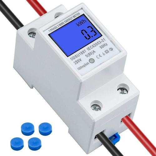 LCD-Digital-Stromzähler Wechselstromzähler Hutschiene KWh-Zähler 5 (80) a Stromzähler Hutschiene