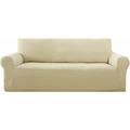 Elastisch Sofabezug Sofaüberwurf Sofaüberzug Couchbezug, 1 Stück,3-Sitzer(180-230 cm), Creme