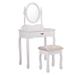 Vanity Table and Chair Set with Mirror and Large Drawer, Thick Padded Stool