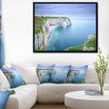 East Urban Home Seashore 'Manneporte Natural Rock Arch' Framed Photographic Print on Wrapped Canvas in Blue/Green | 30 H x 40 W x 1 D in | Wayfair