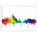 East Urban Home Rainbow Skyline Series: New York City, New York, USA I Painting Print on Wrapped Canvas in Black/Blue/Green | 12 H x 18 W in | Wayfair