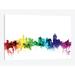 East Urban Home Rainbow Skyline Series: Cincinnati, Ohio, USA Graphic Art on Wrapped Canvas Canvas, in Green/Indigo/Yellow | Wayfair