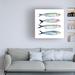 Rosecliff Heights Annie Warren "Sardine Team I" Canvas Art Canvas, Wood in Blue | 14 H x 14 W x 2 D in | Wayfair 65CB0B9857D24F2B803C67BAE7C7C6E3