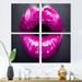 Latitude Run® Purple Lip Makeup - Sensual Canvas Wall Art Print 4 Piece Set Canvas in Black/Pink | 32 H x 32 W x 1 D in | Wayfair