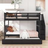 Harriet Bee Full Over Full Bunk Bed w/ Twin Size Trundle Wood in Brown | 63.1 H x 58 W x 94.2 D in | Wayfair F4D055BCFABA457DA9C6BE6B9AE7AE50