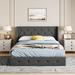 Three Posts™ Losada Storage Bed w/ Wingback - 4 drawers Upholstered/Metal/Linen in Gray | 40.55 H x 57.9 W x 79.7 D in | Wayfair