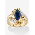Women's 2.28 Cttw. Marquise-Cut Simulated Blue Sapphire And Cz Gold-Plated Ring by PalmBeach Jewelry in Sapphire (Size 8)