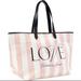 Victoria's Secret Bags | Nip Victoria's Secret Love Signature Stripe Pink Tote | Color: Black/Pink | Size: Os