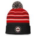 Men's Fanatics Branded Black/Red Ottawa Senators True Classic Retro Cuffed Knit Hat with Pom