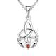 JO WISDOM Women Necklace,925 Sterling Silver Irish Celtic Knot Claddagh Love Heart Pendant Necklace with 3A Cubic Zirconia January Birthstone Garnet Color