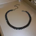 FYUAN – colliers ras du cou avec strass noirs pour femmes bijoux géométriques en cristal cadeaux