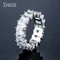 ZAKOL – bagues de mariage en zircon cubique pour femmes Baguette de couleur Mutilcolor AAA bijoux