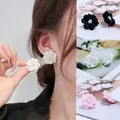 Boucles d'Oreilles Fleur Noire pour Femme Accessoires de Club de ix Clou d'Oreille Bijoux à la