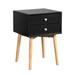 Modern Nightstand with 2 Drawer and Rubber Wood Legs