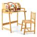 Costway Bamboo Kids Study Desk And Chair Set Height Adjustable Home - See Details