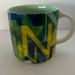 Anthropologie Kitchen | Anthropologie Green Blue Ceramic Lottie Monogram Letter "N" Coffee Mug Tea Cup N | Color: Orange/Red | Size: Os