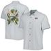 Men's Tommy Bahama Gray Mississippi State Bulldogs Coconut Point Frondly Fan Camp IslandZone Button-Up Shirt