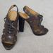 Coach Shoes | Coach Platform Sandals, Lace-Up, Leather, Sz 7 | Color: Gray/Silver | Size: 7