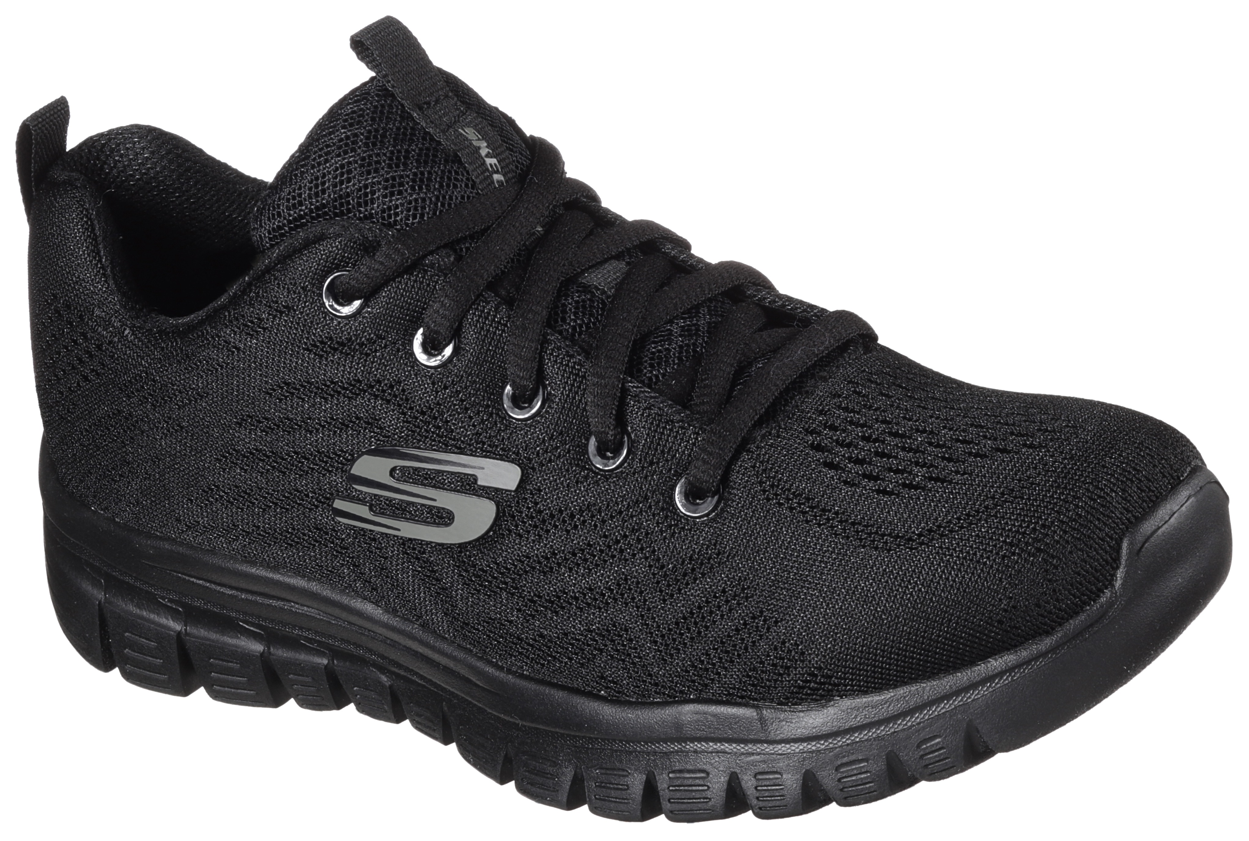 Sneaker SKECHERS "GRACEFUL - GET CONNECTED", Damen, Gr. 39, schwarz, Textil, Schuhe Sneaker, Freizeitschuh, Halbschuh, Schnürschuh in Schuhweite G (weit), Topseller