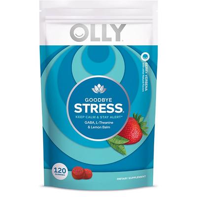 OLLY Goodbye Stress� - 120 Gummies - Anxiety & Stress Relief - With L-Theanine, Lemon Balm & GABA - Gummy Supplement - Flavor: Berry Verbena