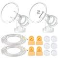 Maymom Breast Pump Kit for Medela Pump in Style Advanced Breast Pumps; 2X Breastshields (one-Piece, 24mm), 4 Valves, 6 Membranes, 2 Pump-in-Style Tubing; Can Replace Medela PumpinStyle Valve