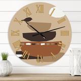 East Urban Home Minimal Elementary Organic & Geometric Compostions XXXXXII - Modern wall clock Metal in Brown | 16 H x 16 W x 1 D in | Wayfair