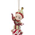 Precious Moments Fill Your Holidays w/ Special Surprises Annual Elf Bisque Porcelain Hanging Figurine Ornament /Porcelain in Green/Red | Wayfair