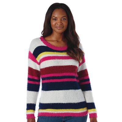 Masseys Faux Mohair Sweater (Size XL) Stripe, Nylon,Acrylic