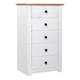 Chiffonnier 5 tiroirs pin massif blanc et clair Iris 46 cm