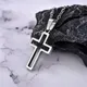 Collier en acier inoxydable pour hommes et femmes pendentif croix de couleur argent or noir