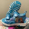 Disney Shoes | Disney Frozen Toddler Girls Hook And Loop Sandals With Lights - Size 6 | Color: Blue/White | Size: 6bb