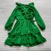 Zara Dresses | Green Zara Ruffled Long Sleeve Mini Dress Size Small | Color: Green | Size: S