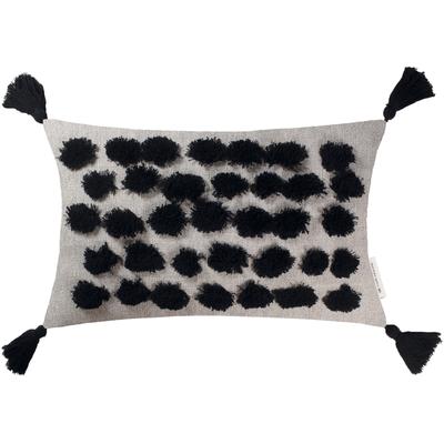 Dekokissen TOM TAILOR HOME "Tufted Blobs" Gr. 1, schwarz (natur, champagner, schwarz, gepunktet), B:30cm L:50cm, Polyester, Leinen, Dekokissen_Sitzkissen_Kissenhüllen Image