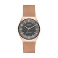 Skagen Watch for Men Grenen Solar Powered, SolarPowered Three Hand movement, 37mm Rose Gold Recycled Stainless Steel (At Least 50%) case with a Stainless Steel Mesh strap, SKW6835