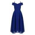 SUYGGCK Bridesmaid Dress Kids Girls Lace Chiffon Off-The-Shoulder Flower Girls Dress Princess Pageant Wedding Bridesmaid Birthday Party Summer Dress-6,Royal Blue 1