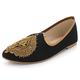 AARZ LONDON Mens Gents Closed-Toe Traditional Ethnic Groom Handmade Flat Khussa Indian Pumps Slip on Black Shoes Size 10