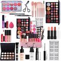 Makeup Set & Portable Travel All-in-One Cosmetic Set with Cosmetic Bag Make-up Gift Set Make Up Palette Eyeshadows Highlighter Lipstick Blush Brushes, Compact and Lightweight Design for Girls, Women