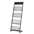 Kelly' Harvest House Detachable Magazine Rack Magazine Stand Display Shelf Brochures Stand Literature Display Stand With 4 Shelfs Floor Standing Magazine Holder (Black)