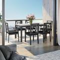 Kathy Ireland Homes and Gardens Madison Ave. 7 PC Aluminum/Concrete Rectangular Outdoor Dining Set Stone/Concrete | 60 W x 36 D in | Wayfair