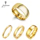Letdiffery-Bagues de mariage en acier inoxydable pour hommes et femmes bague lisse dorée bijoux de
