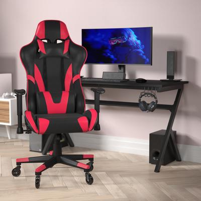 Office Gaming Chair with Roller Wheels & Reclining Back