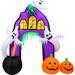 Haunted Hill Farm Yard 9-Ft. Pre-Lit Inflatable Ghost Pumpkin Arch Polyester in Black/Indigo/Orange | 108 H x 96 W x 48 D in | Wayfair HIHARCH091-L